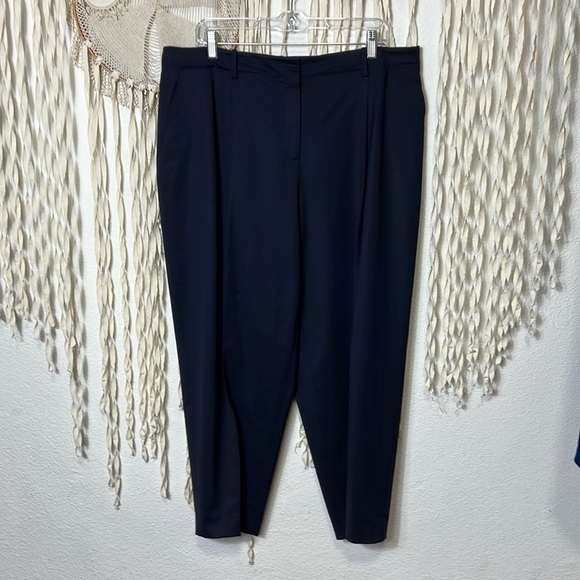 Lafayette 148 New York Navy Pleate Front Trouser Size 14 - Picture 1 of 9